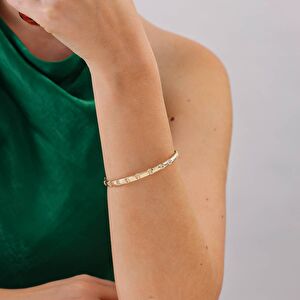 14 Ayar Altın Taşlı Kelepçe