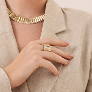 14 Ayar Taşlı  Altın Set