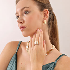 14 Ayar Taşlı  Altın Set