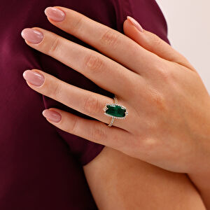 14 Ayar Altın Yeşil Taşlı Yüzük