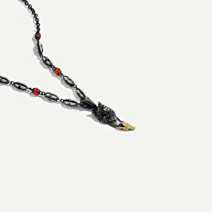 925k Gümüş ve18 Ayar Altın Kurt Figürlü Kolye