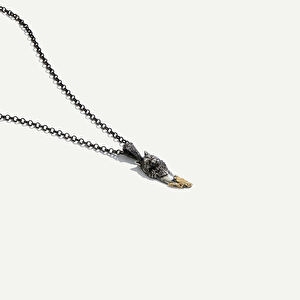 925k Gümüş ve18 Ayar Altın Kurt Figürlü Kolye