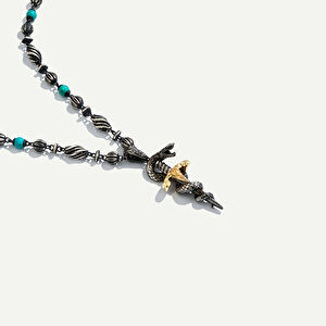 925k Gümüş ve 18 Ayar Altın Yılan Figürlü Kolye