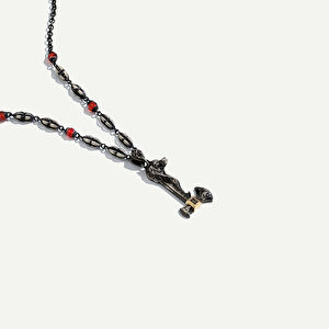 925k Gümüş ve 18 Ayar Altın Balta Figürlü Pırlantalı Kolye