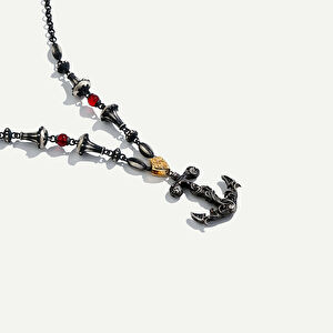 925k Gümüş ve 18 Ayar Altın Çapa Figürlü Pırlantalı Kolye