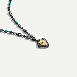 925k Gümüş ve 18 Ayar Altın Kurt Figürlü Pırlantalı Kolye