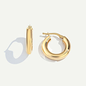 14 Ayar Altın Minimal Halka Küpe