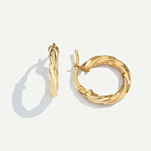 14 Ayar Altın Köşeli Burgu Halka Küpe