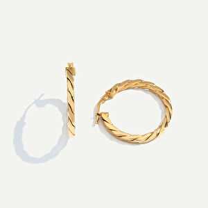 14 Ayar Altın Köşeli Burgu Halka Küpe