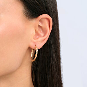 14 Ayar Altın Köşeli Burgu Halka Küpe