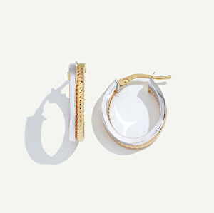 14 Ayar Altın Çift Taraflı Burgu Halka Küpe