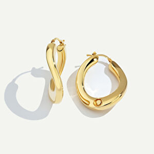 14 Ayar Altın Asimetrik Halka Küpe