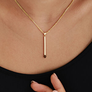 14 Ayar Altın Kibrit Tasarım Kolye Ucu