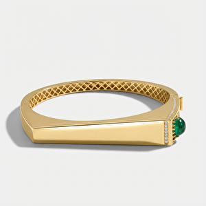 Electra 14 Ayar Altın Yeşil Taşlı Kelepçe