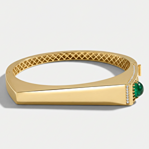 Electra 14 Ayar Altın Yeşil Taşlı Kelepçe