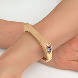 Electra 14 Ayar Altın Mavi Taşlı Kelepçe