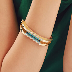 Baget 14 Ayar Altın Mavi Taşlı Kelepçe