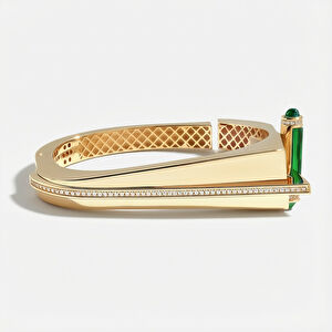 Baget 14 Ayar Altın Mor ve Yeşil Taşlı Kelepçe