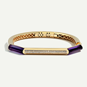 Baget 14 Ayar Altın Mor Taşlı Kelepçe