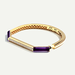 Baget 14 Ayar Altın Mor Taşlı Kelepçe