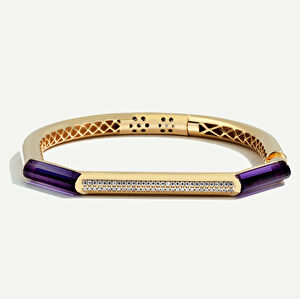 Baget 14 Ayar Altın Mor Taşlı Kelepçe