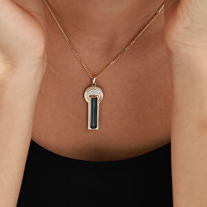 Baget 14 Ayar Altın Mavi Taşlı Kolye