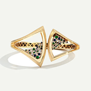 14 Ayar Altın Lacivert ve Yeşil Taşlı Set