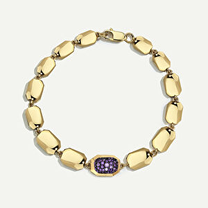 Eta 14 Ayar Altın Mor Taşlı Set