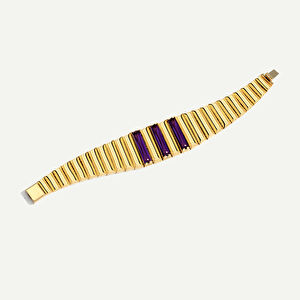 Baget 14 Ayar Altın Mor Taşlı Set