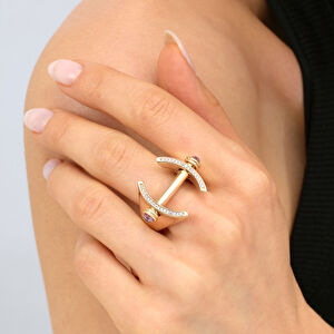 Vega 14 Ayar Beyaz Altın Mor Taşlı Yüzük