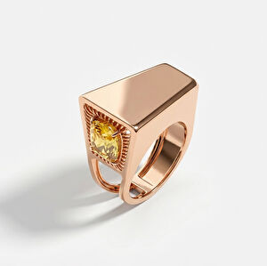 Electra 14 Ayar Pembe Altın Sarı Taşlı Yüzük