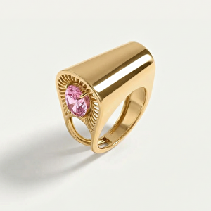Electra 14 Ayar Altın Pembe Taşlı Yüzük