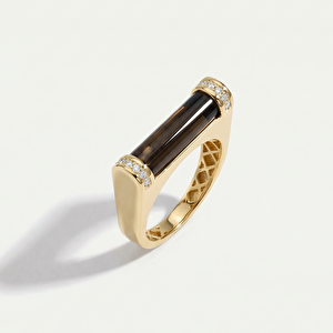 14 Ayar Altın Kahverengi Taşlı Yüzük