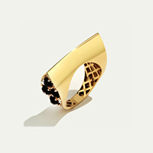 Electra 14 Ayar Altın Siyah Taşlı Yüzük