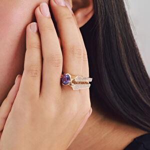 Electra 14 Ayar Altın Mor Taşlı Yüzük