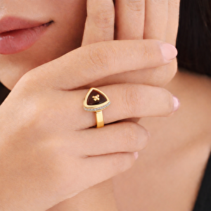 Bonbon 14 Ayar Altın Kahverengi Taşlı Yüzük