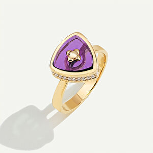 Bonbon 14 Ayar Altın Mor Taşlı Yüzük