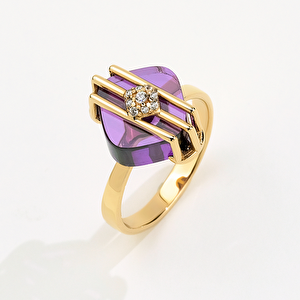 Bonbon 14 Ayar Altın Mor Taşlı Yüzük