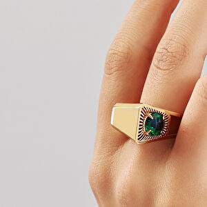  Electra 14 Ayar Yeşil Taşlı Yüzük