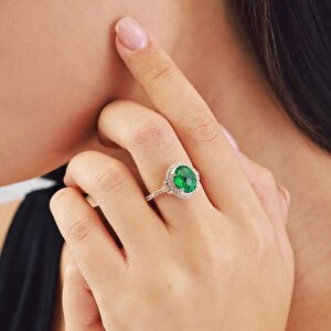 14 Ayar Altın Yeşil Taşlı Yüzük