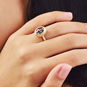 14 Ayar Altın Mor Taşlı Yüzük