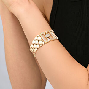 14 Ayar Altın Taşlı Tasarım Bileklik