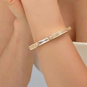 Baget 14 Ayar Altın Taşlı Kelepçe