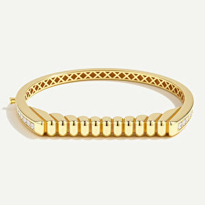 Maya 14 Ayar Altın Yanları Taşlı Kelepçe