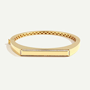 Baget 14 Ayar Altın Taşlı Kelepçe