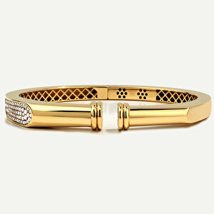 Vega 14 Ayar Altın Yanı ve İçi Taşlı Kelepçe