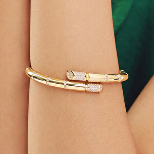 Vega 14 Ayar Altın Doğal Form Taşlı Kelepçe