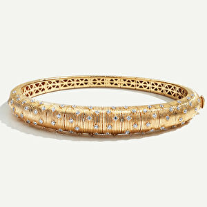 14 Ayar Altın Fırçalı Yüzeyli Taşlı Kelepçe