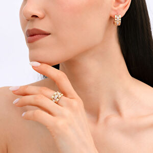 14 Ayar Altın Taşlı Küpe