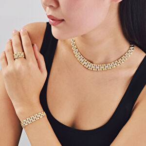 14 Ayar Altın Taşlı Set